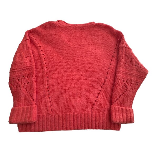 Anthropologie Pilcro Marla Coral Cropped V-Neck Knit Sweater Small Cottagecore - Picture 2 of 9